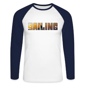 Voile - T-shirt baseball manches longues Homme - blanc/marine - Devant - Nik (191cm)