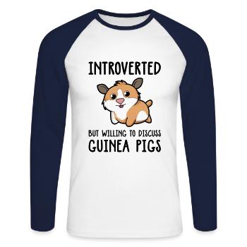 Introverted But Willing To Discuss Guinea Pigs Ani - Unisex Baseballshirt langarm - Weiß/Navy - Vorne - Nik (191cm)