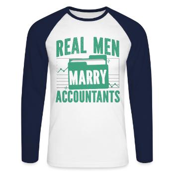 Accountant Bookkeeper Marriage - Unisex Baseballshirt langarm - Weiß/Navy - Vorne - Nik (191cm)