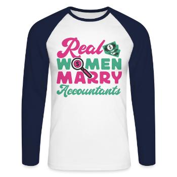 Accountant Bookkeeper Marriage - Unisex Baseballshirt langarm - Weiß/Navy - Vorne - Nik (191cm)