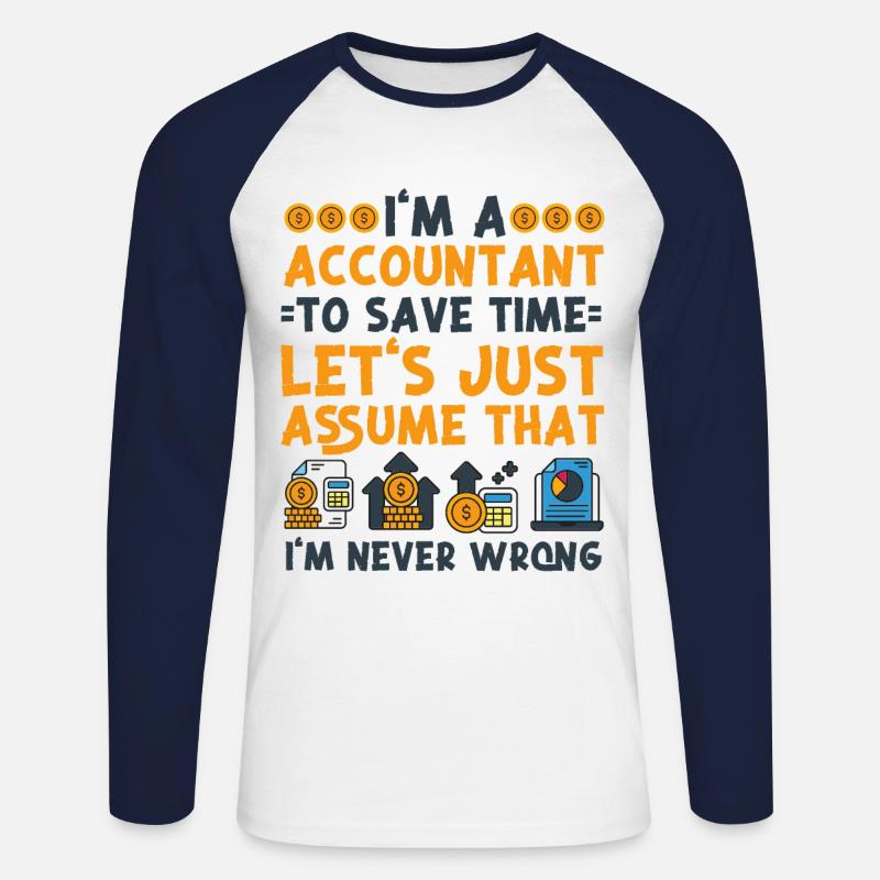 Comptable Comptable Comptable - T-shirt baseball manches longues Homme - blanc/marine