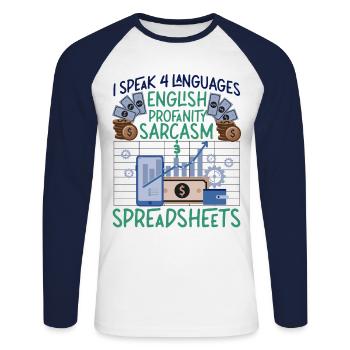 Comptable Comptable Comptable - T-shirt baseball manches longues Homme - blanc/marine - Devant - Nik (191cm)
