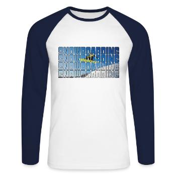 snowboarding - Unisex Baseballshirt langarm - Weiß/Navy - Vorne - Nik (191cm)