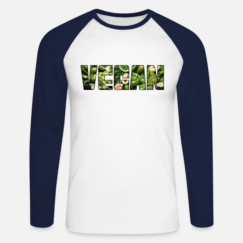 Vegan - Unisex Baseballshirt langarm - Weiß/Navy