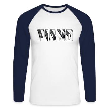 Piano - Unisex Long Sleeve Baseball T-Shirt - white/navy - Front - Nik (191cm)