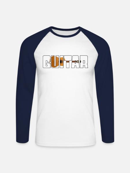 Gitarre - Unisex Baseballshirt langarm - Weiß/Navy
