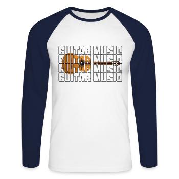 Guitar - Unisex Long Sleeve Baseball T-Shirt - white/navy - Front - Nik (191cm)