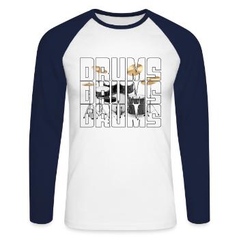 Percussion - Unisex Long Sleeve Baseball T-Shirt - white/navy - Front - Nik (191cm)