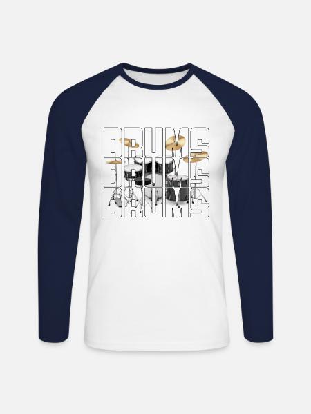 Percussion - T-shirt baseball manches longues Homme - blanc/marine