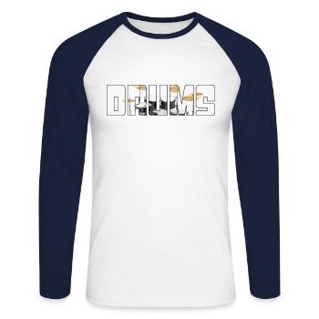 Percussion - Unisex Long Sleeve Baseball T-Shirt - white/navy - Front - Nik (191cm)
