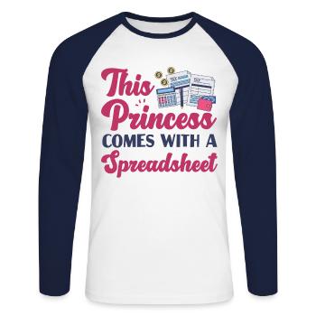 Accountant Bookkeeper Accounting - Unisex Long Sleeve Baseball T-Shirt - white/navy - Front - Nik (191cm)