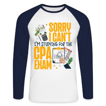 Accountant Bookkeeper Accounting - Unisex Long Sleeve Baseball T-Shirt - white/navy - Front - Nik (191cm)