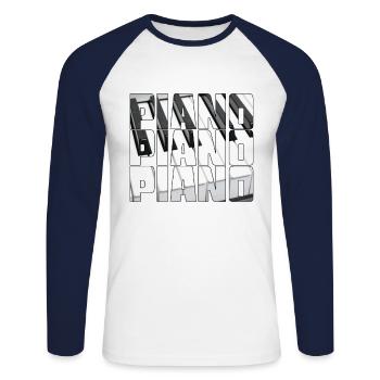 Piano - Unisex Long Sleeve Baseball T-Shirt - white/navy - Front - Nik (191cm)