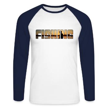 Angling - Unisex Long Sleeve Baseball T-Shirt - white/navy - Front - Nik (191cm)