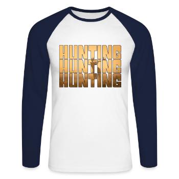 Hunt - Unisex Long Sleeve Baseball T-Shirt - white/navy - Front - Nik (191cm)