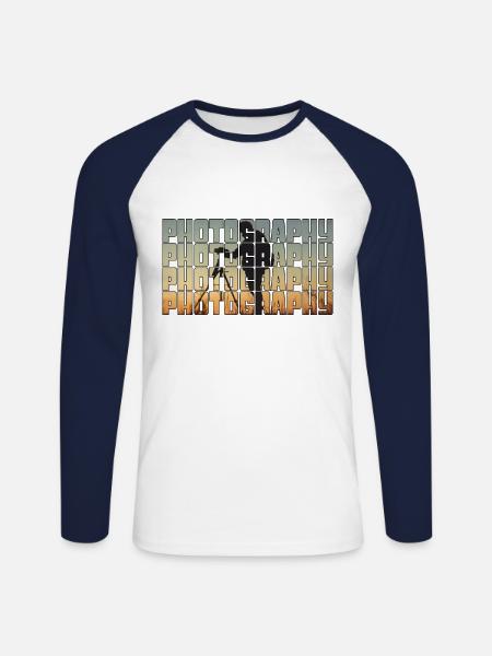 Fotografie - Unisex Baseballshirt langarm - Weiß/Navy