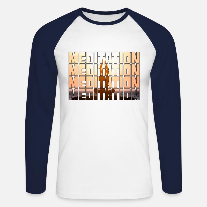 Meditation - Unisex Baseballshirt langarm - Weiß/Navy