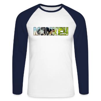 Singe - T-shirt baseball manches longues Homme - blanc/marine - Devant - Nik (191cm)