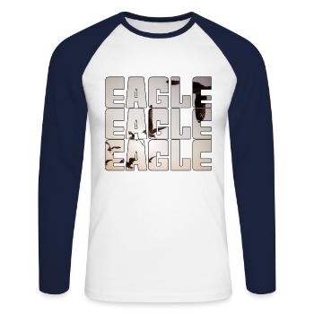 Adler - Unisex Baseballshirt langarm - Weiß/Navy - Vorne - Nik (191cm)