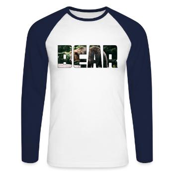 Ours - T-shirt baseball manches longues Homme - blanc/marine - Devant - Nik (191cm)