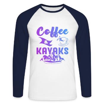 Coffee And Kayaks Kayaking Rowing Rower Canoe Padd - Unisex Baseballshirt langarm - Weiß/Navy - Vorne - Nik (191cm)