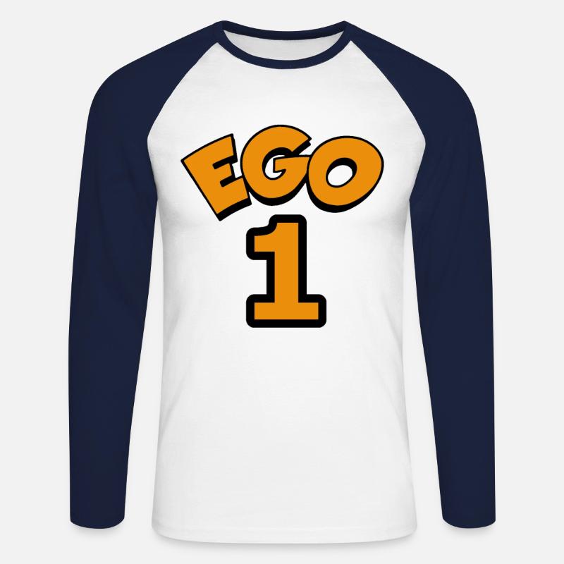 Ego 1 egoistic Nummber eins - Unisex Baseballshirt langarm - Weiß/Navy
