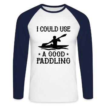 I Could Use A Good Paddling Canoe Rowing Paddling - Unisex Baseballshirt langarm - Weiß/Navy - Vorne - Nik (191cm)