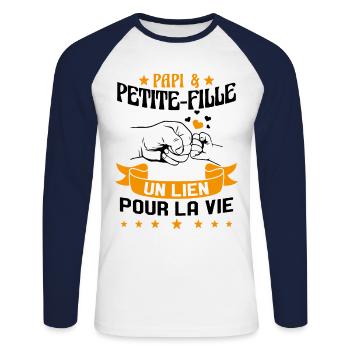Papi & Petite Fille Grand Père Papy Cadeau - T-shirt baseball manches longues Homme - blanc/marine - Devant - Nik (191cm)