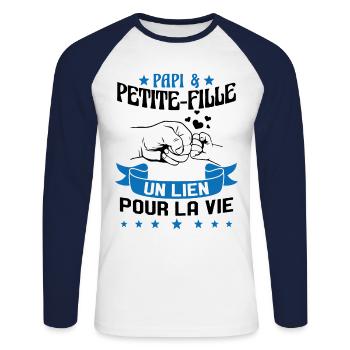 Papi & Petite Fille Grand Père Papy Cadeau - T-shirt baseball manches longues Homme - blanc/marine - Devant - Nik (191cm)