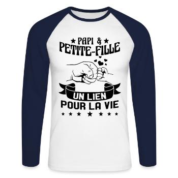 Papi & Petite Fille Grand Père Papy Cadeau - T-shirt baseball manches longues Homme - blanc/marine - Devant - Nik (191cm)