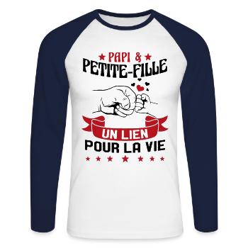 Papi & Petite Fille Grand Père Papy Cadeau - T-shirt baseball manches longues Homme - blanc/marine - Devant - Nik (191cm)