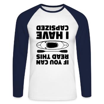 If You Can Read This I Have Capsized Rowing Canoei - Unisex Baseballshirt langarm - Weiß/Navy - Vorne - Nik (191cm)