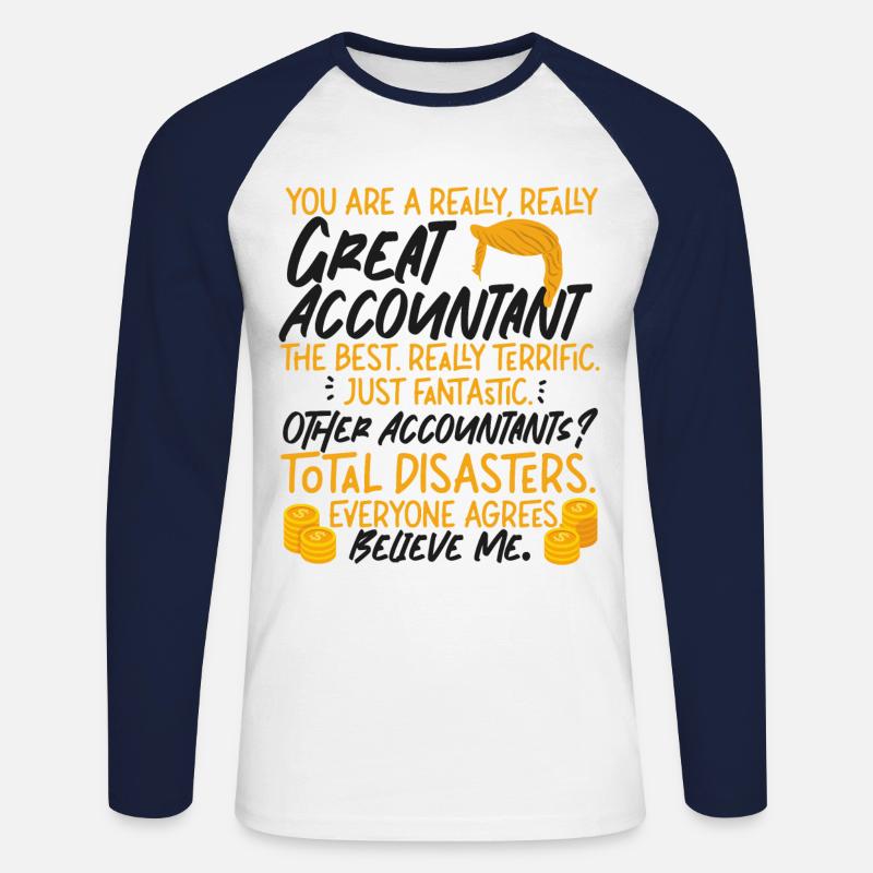 Comptable Comptable Comptable - T-shirt baseball manches longues Homme - blanc/marine