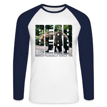 Bear - Unisex Long Sleeve Baseball T-Shirt - white/navy - Front - Nik (191cm)