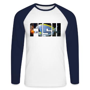 Fish - Unisex Long Sleeve Baseball T-Shirt - white/navy - Front - Nik (191cm)