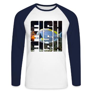 Fish - Unisex Long Sleeve Baseball T-Shirt - white/navy - Front - Nik (191cm)
