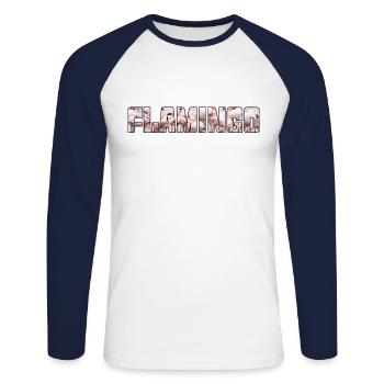 Flamant - T-shirt baseball manches longues Homme - blanc/marine - Devant - Nik (191cm)