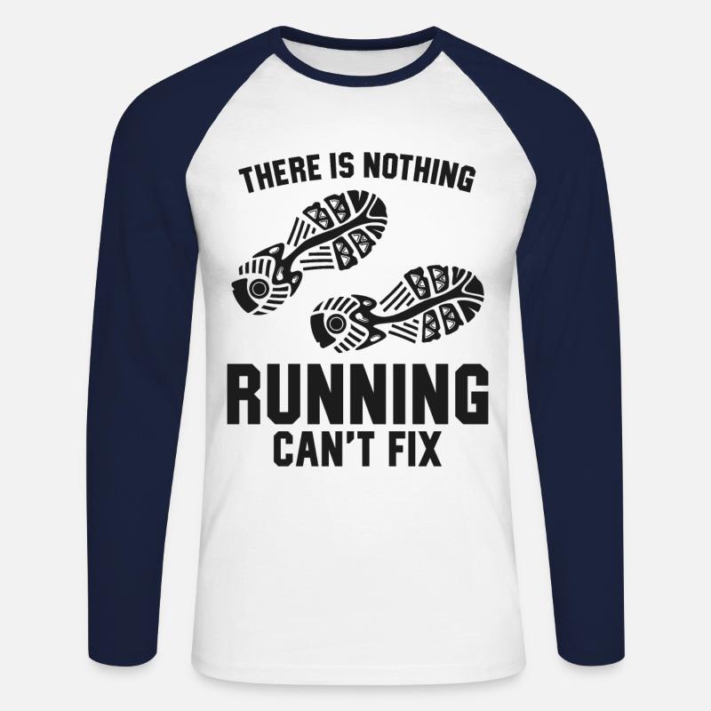 Running Runner Half Marathon - Unisex Baseballshirt langarm - Weiß/Navy