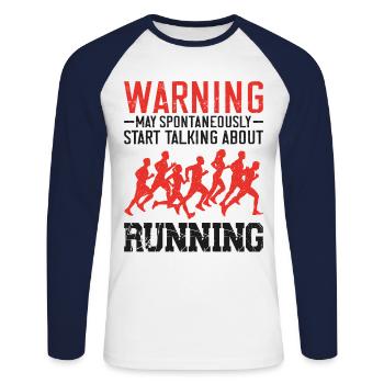 Running Runner Half Marathon - Unisex Long Sleeve Baseball T-Shirt - white/navy - Front - Nik (191cm)