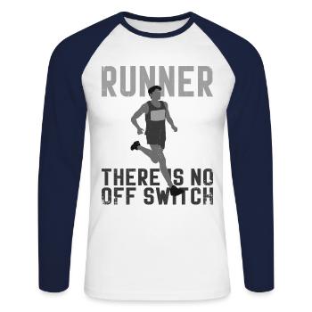Running Runner Half Marathon - Unisex Baseballshirt langarm - Weiß/Navy - Vorne - Nik (191cm)
