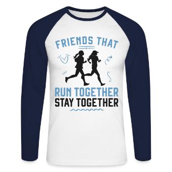 Running Runner Half Marathon - Unisex Long Sleeve Baseball T-Shirt - white/navy - Front - Nik (191cm)