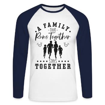 Running Runner Half Marathon - Unisex Long Sleeve Baseball T-Shirt - white/navy - Front - Nik (191cm)