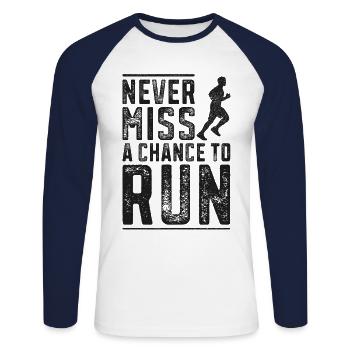 Running Runner Half Marathon - Unisex Long Sleeve Baseball T-Shirt - white/navy - Front - Nik (191cm)