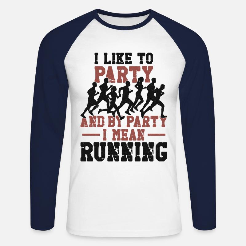 Running Runner Half Marathon - Unisex Baseballshirt langarm - Weiß/Navy
