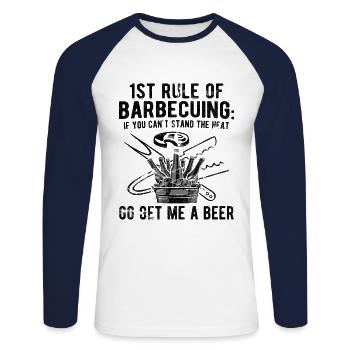 Grillparty Spruch Zum Grillen Grill - Unisex Baseballshirt langarm - Weiß/Navy - Vorne - Nik (191cm)