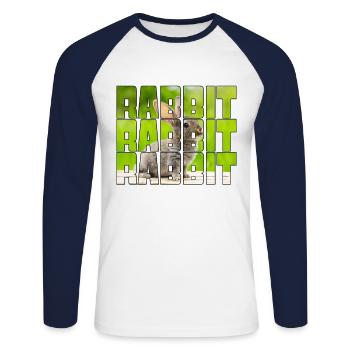 Lièvre - T-shirt baseball manches longues Homme - blanc/marine - Devant - Nik (191cm)