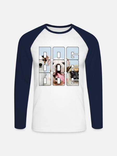 Hund - Unisex Baseballshirt langarm - Weiß/Navy