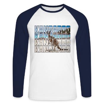 Känguru - Unisex Baseballshirt langarm - Weiß/Navy - Vorne - Nik (191cm)