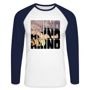 Rhinoceros - Unisex Long Sleeve Baseball T-Shirt - white/navy - Front - Nik (191cm)