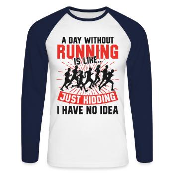 Running Runner Half Marathon - Unisex Baseballshirt langarm - Weiß/Navy - Vorne - Nik (191cm)